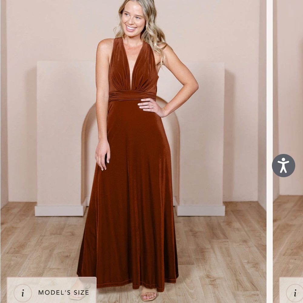 Revelry Dylan Velvet Bridesmaid Dress - Rust